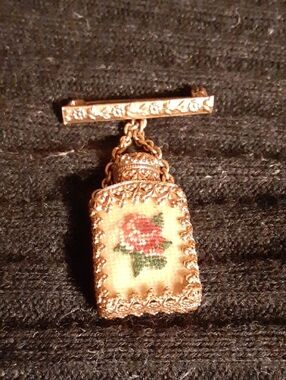 Antique Goldtone Flilgree  Mini Perfume Bottle